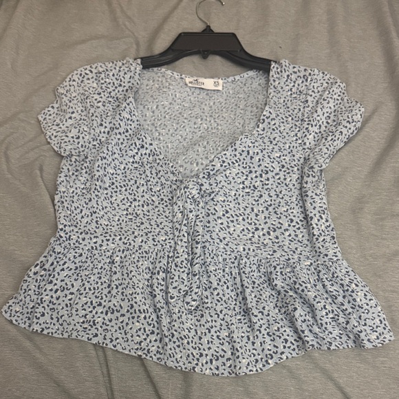 Hollister Tops - Hollister Light Blue Leopard Print Blouse